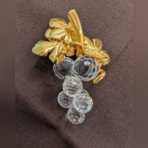 Swarovski Gold Leaf and Grape Brooch